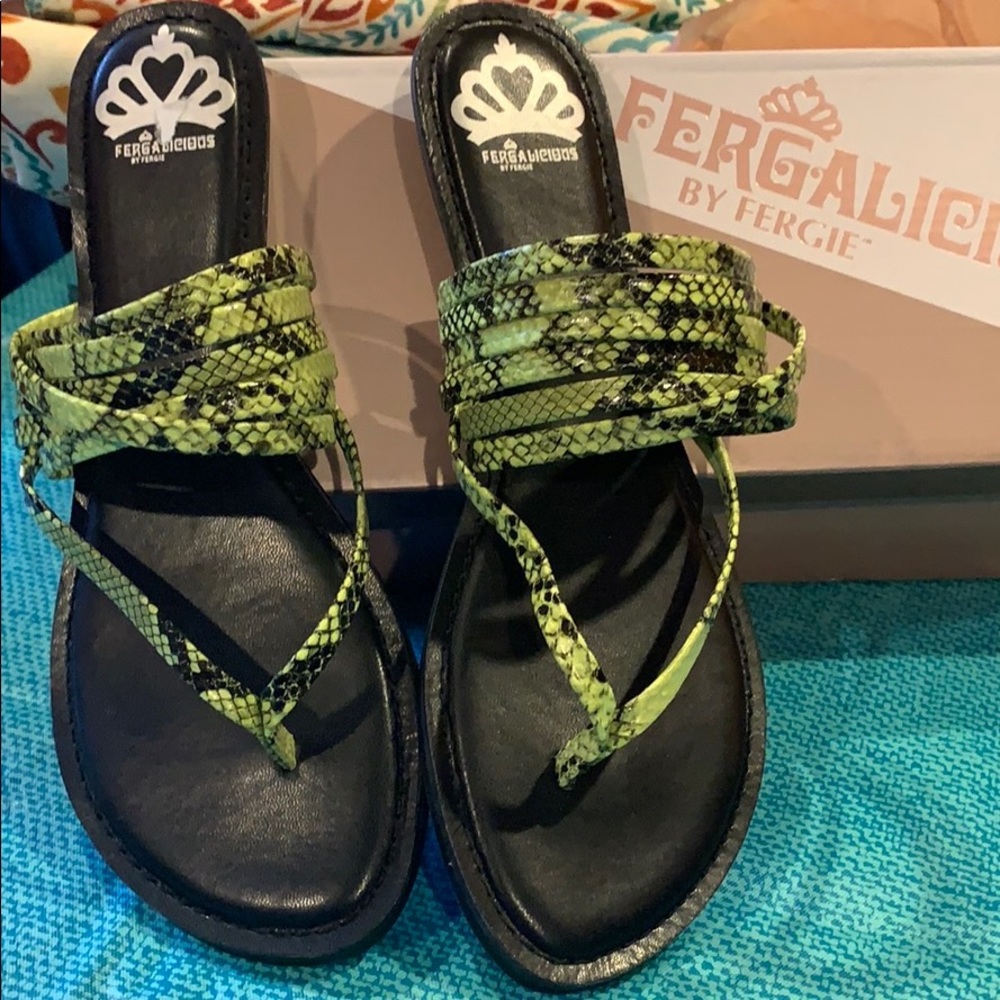 {NWT} Yellow/Neon Snake Print Sandals (in Box)